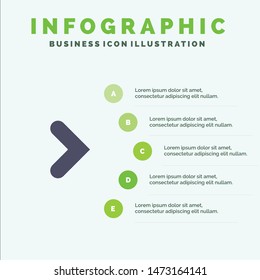 Arrow, Right, Forward, Direction Solid Icon Infographics 5 Steps Presentation Background