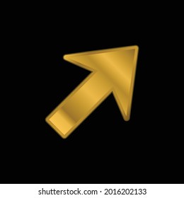 Arrow Up Right gold plated metalic icon or logo vector
