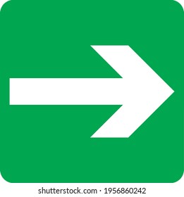 Arrow right green and white sign board