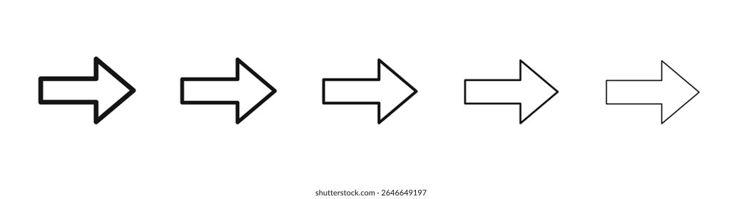 Arrow right icon black and white vector sign