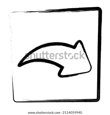 Arrow right icon. Brush frame. Vector illustration.