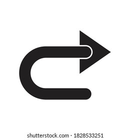 Diseño de icono de flecha derecha en fondo blanco