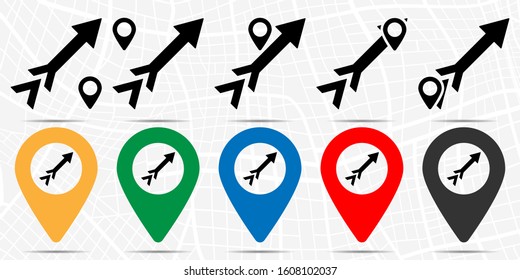 Up arrow right icon in location set. Simple glyph, flat illustration element of arrow theme icons