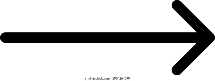 Arrow right icon long. Colored black on white background. 