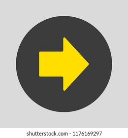 Arrow right icon on gray background. Vector illustration