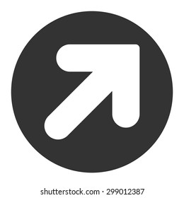 Arrow Up Right icon from Primitive Round Buttons OverColor Set. This round flat button is drawn with white and gray colors on a white background.