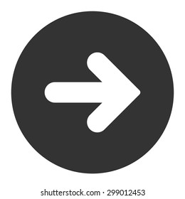 Arrow Right icon from Primitive Round Buttons OverColor Set. This round flat button is drawn with white and gray colors on a white background.