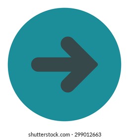 Arrow Right icon from Primitive Round Buttons OverColor Set. This round flat button is drawn with soft blue colors on a white background.