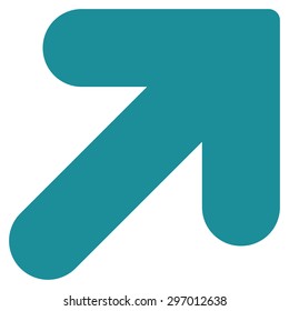 Arrow Up Right icon from Primitive Set. This isolated flat symbol is drawn with soft blue color on a white background, angles are rounded.