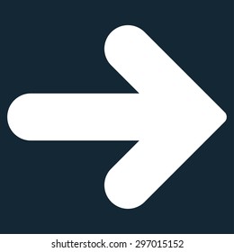 Arrow Right icon from Primitive Set. This isolated flat symbol is drawn with white color on a dark blue background, angles are rounded.