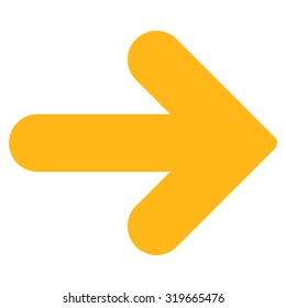 Pfeil mit der rechten Maustaste aus dem Primitiven Satz. Dieses einzelne flache Symbol ist gelb auf weißem Hintergrund gezeichnet, die Winkel sind abgerundet.