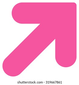 Arrow Up Right icon from Primitive Set. This isolated flat symbol is drawn with pink color on a white background, angles are rounded.
