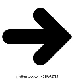 Arrow Right icon from Primitive Set. This isolated flat symbol is drawn with black color on a white background, angles are rounded.