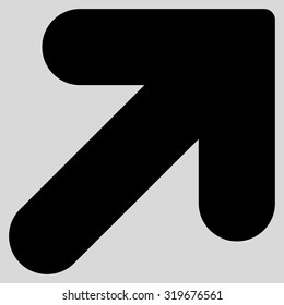 Arrow Up Right icon from Primitive Set. This isolated flat symbol is drawn with black color on a light gray background, angles are rounded.