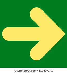 Arrow Right icon from Primitive Set. This isolated flat symbol is drawn with yellow color on a green background, angles are rounded.