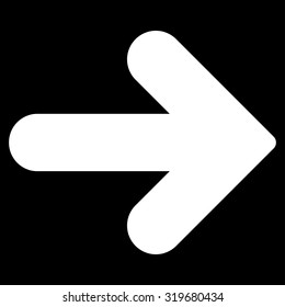 Arrow Right icon from Primitive Set. This isolated flat symbol is drawn with white color on a black background, angles are rounded.