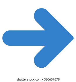 Arrow Right icon from Primitive Set. This isolated flat symbol is drawn with cobalt color on a white background, angles are rounded.
