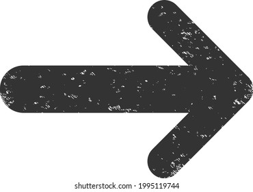 Arrow right icon with scratched effect. Isolated vector arrow right icon image with scratched rubber texture on a white background.