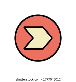 Icono de flecha a la derecha. Color simple con elementos de vector de contorno de iconos de puntero para ui y ux, sitio web o aplicación móvil