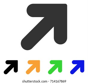 Arrow Up Right icon. Vector illustration style is a flat iconic arrow up right symbol with black, gray, green, blue, yellow color variants. Designed for web and software interfaces.