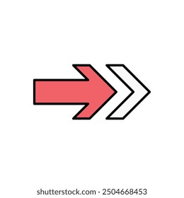 Icono de flecha derecha con fondo blanco Vector Ilustración de stock