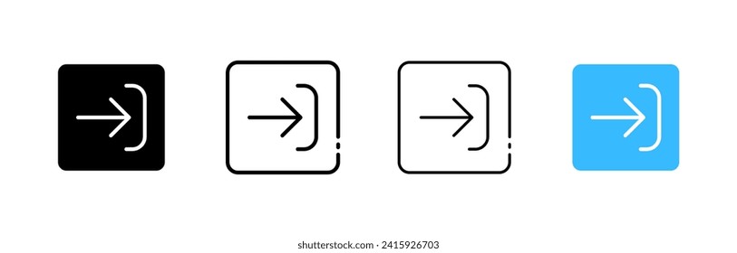 Arrow to the right icons. Different styles, right arrow icons. Vector icons