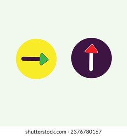 Arrow right and up icons, Modern flat simple arrows isolated