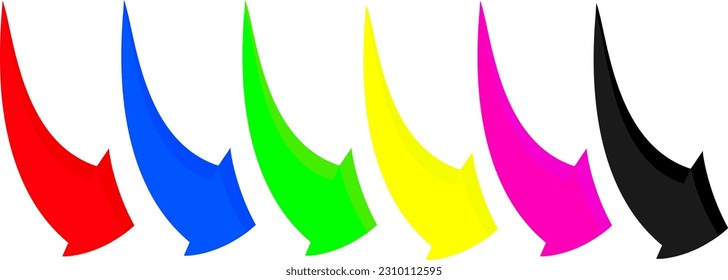  Arrow right icons set. Color arrow symbols. Collection curved arrows. Modern flat simple arrows. Replaceable vector design.