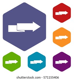 Arrow to right icons set rhombus in different colors isolated on white background