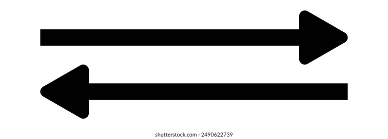 Arrow right and left or next icon long. Colored black on white background.