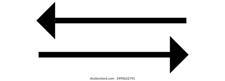 Arrow right and left or next icon long. Colored black on white background.