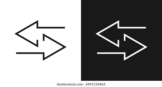 Flecha derecha izquierda en el Vector de conjunto de iconos en blanco y negro.
