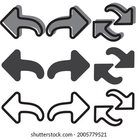 arrow right left reverse refresh set vector illustration flat icon for website on a white background
