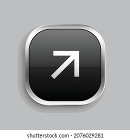 arrow right up line icon design. Glossy Button style rounded rectangle isolated on gray background. Vector illustration