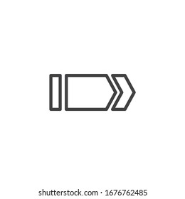 Arrow right line icon. Forward linear style sign for mobile concept and web design. Two arrows pointing right outline vector icon. Symbol, logo illustration. Vector graphics