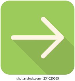Arrow right, modern flat icon with long shadow
