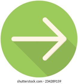 Arrow right, modern flat icon with long shadow