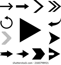 arrow, right, navigation icon in a collection with other items