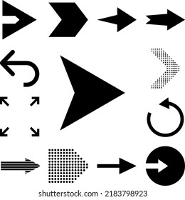 arrow, right, navigation icon in a collection with other items