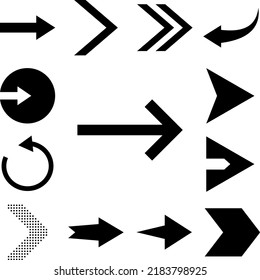 arrow, right, navigation icon in a collection with other items