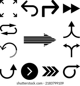 arrow, right, navigation icon in a collection with other items