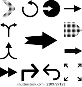 arrow, right, navigation icon in a collection with other items