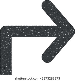 arrow, right, navigation icon vector illustration in stamp style