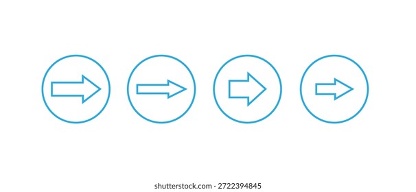 Iconos de navegación de la flecha derecha establecidos en estilo de contorno circular