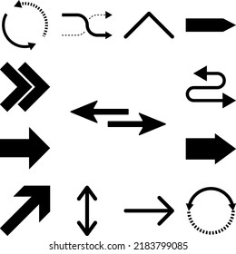 Pfeil, rechts, Navigation, linkes Symbol in einer Sammlung mit anderen Elementen