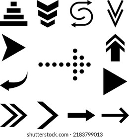arrow, right, navigation, pixel icon in a collection with other items