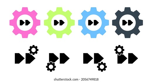 Arrow, right, navigation, rewind vector icon in gear set illustration for ui and ux, website or mobile application