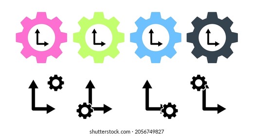 Arrow, right, navigation, up vector icon in gear set illustration for ui and ux, website or mobile application