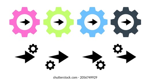 Arrow, right, navigation vector icon in gear set illustration for ui and ux, website or mobile application