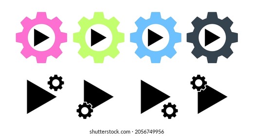 Arrow, right, navigation vector icon in gear set illustration for ui and ux, website or mobile application